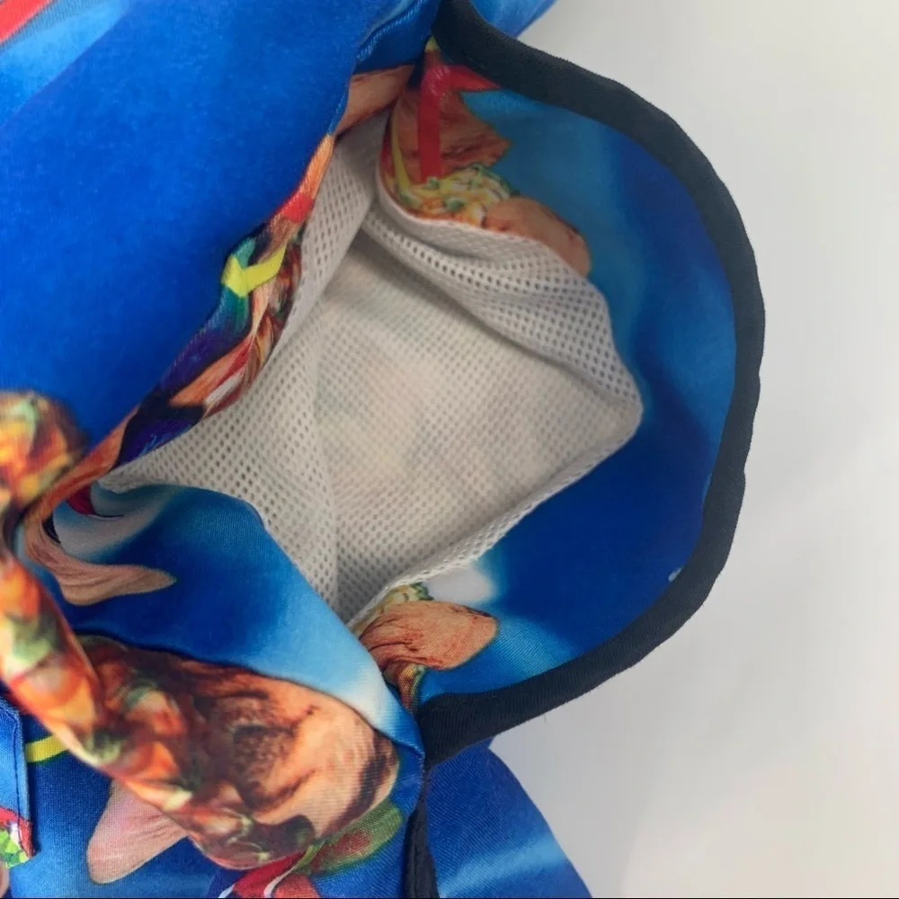 BioWorld Cat‎ Pineapple Drink Vacation Swim Small Pockets Mesh Lining